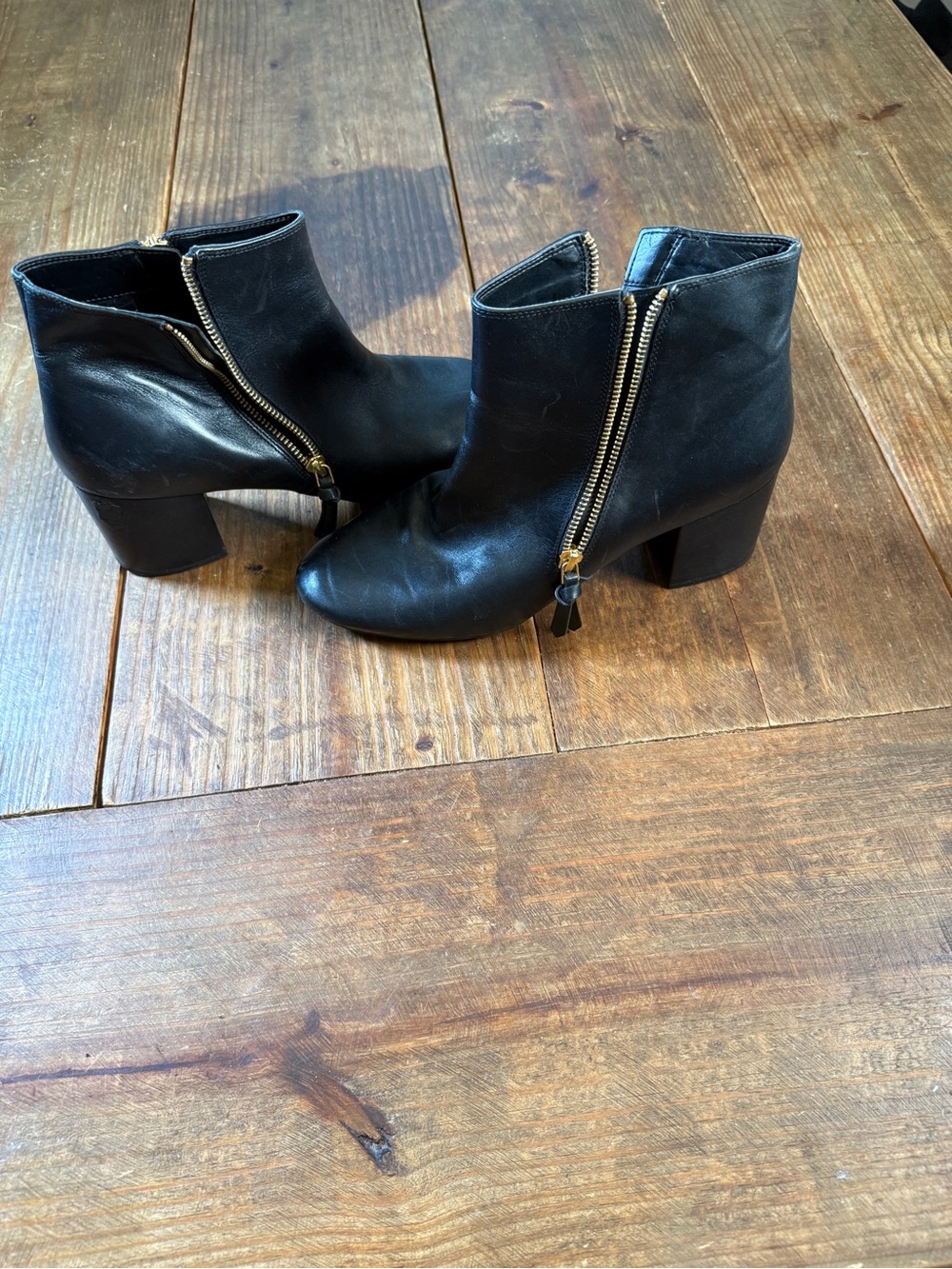 Cole Haan Black Leather Zip Ankle Booties